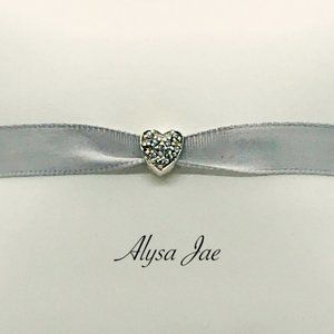 Heart with White CZ Accents European Bead, 925